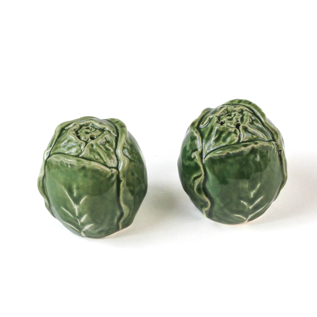 Hand-Painted Ceramic Cabbage Leaf Salt and Pepper Shakers