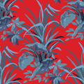 Jungle Road Palm Leaf Fabric - Deep Red