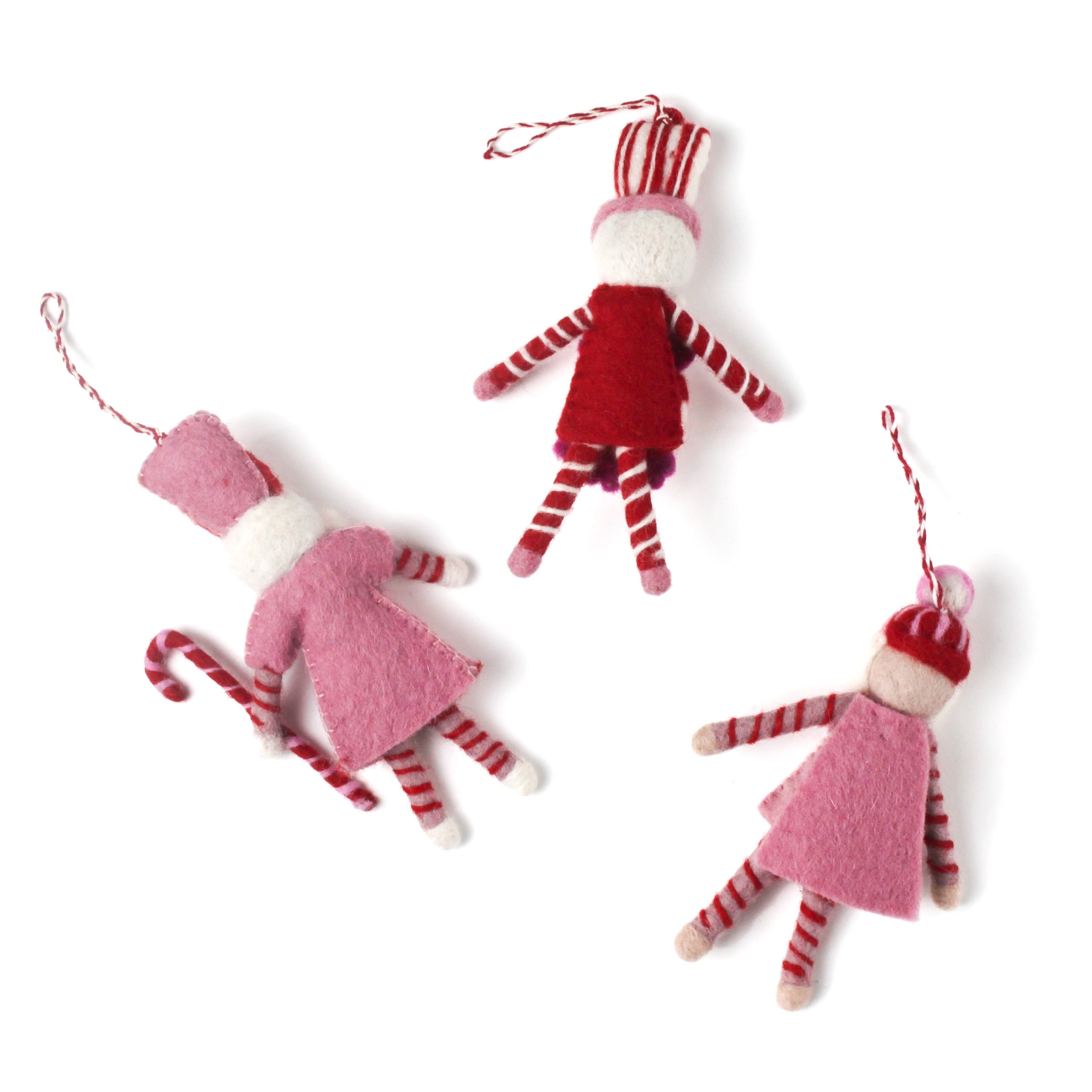 Felt Nutcracker Christmas Ornaments, Set of 3