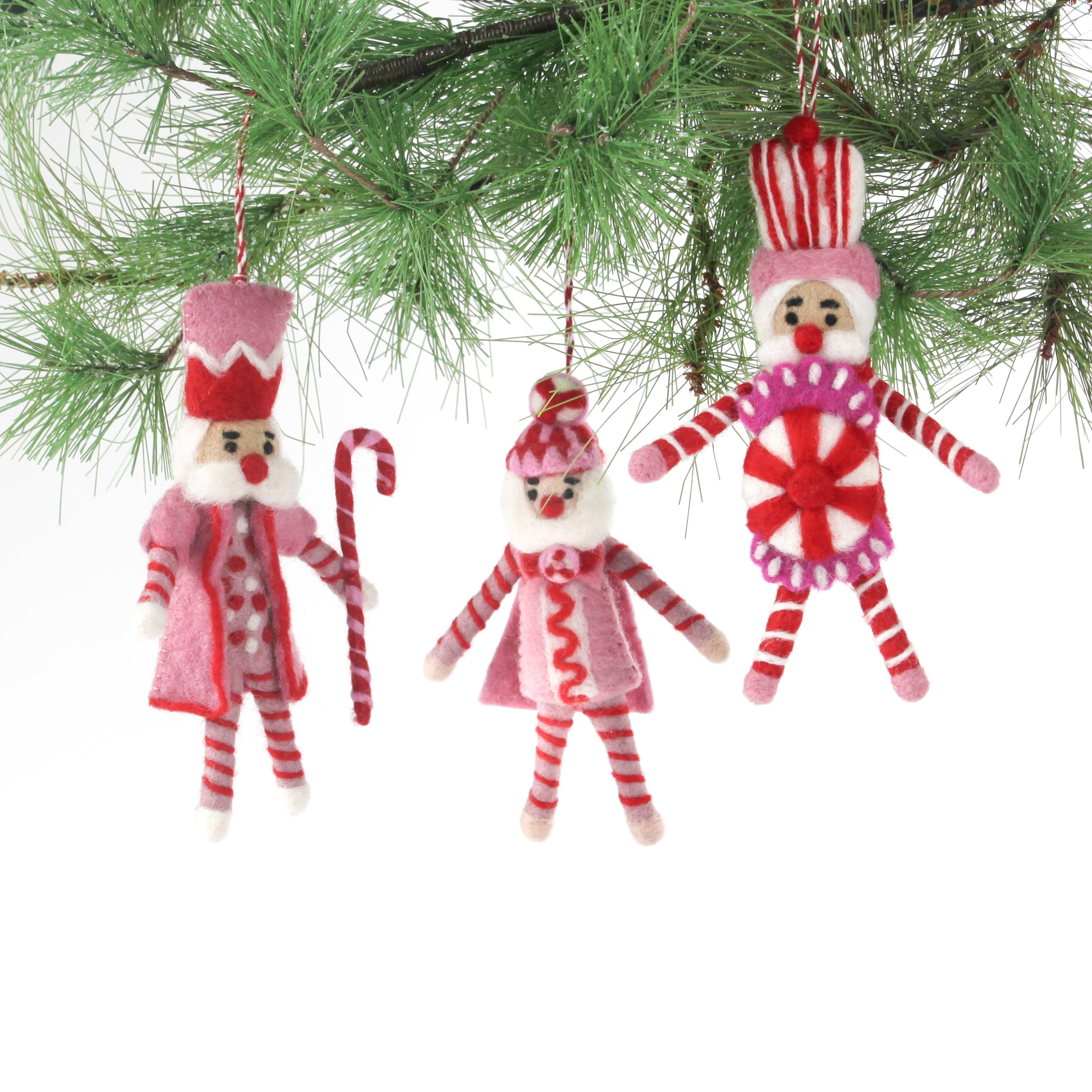 Felt Nutcracker Christmas Ornaments, Set of 3