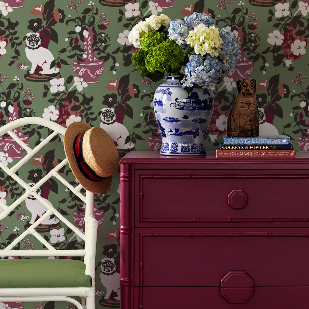 Imperial Palace Unpasted Pug Wallpaper - Chocolate