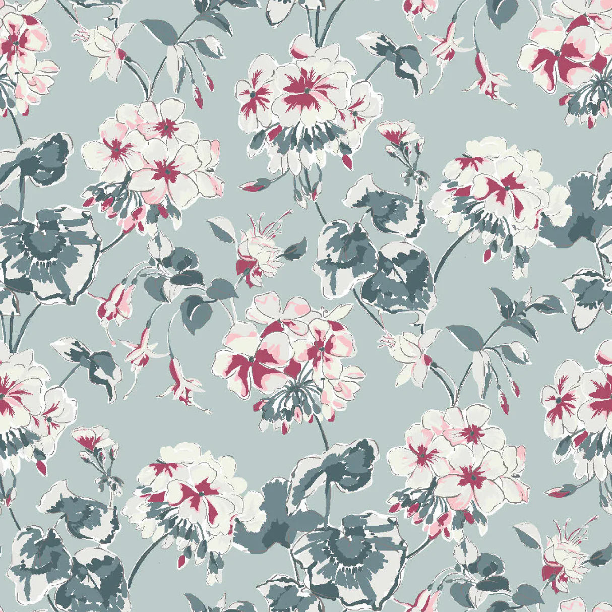 Cottage Grove Unpasted Geranium Wallpaper - Periwinkle Blue