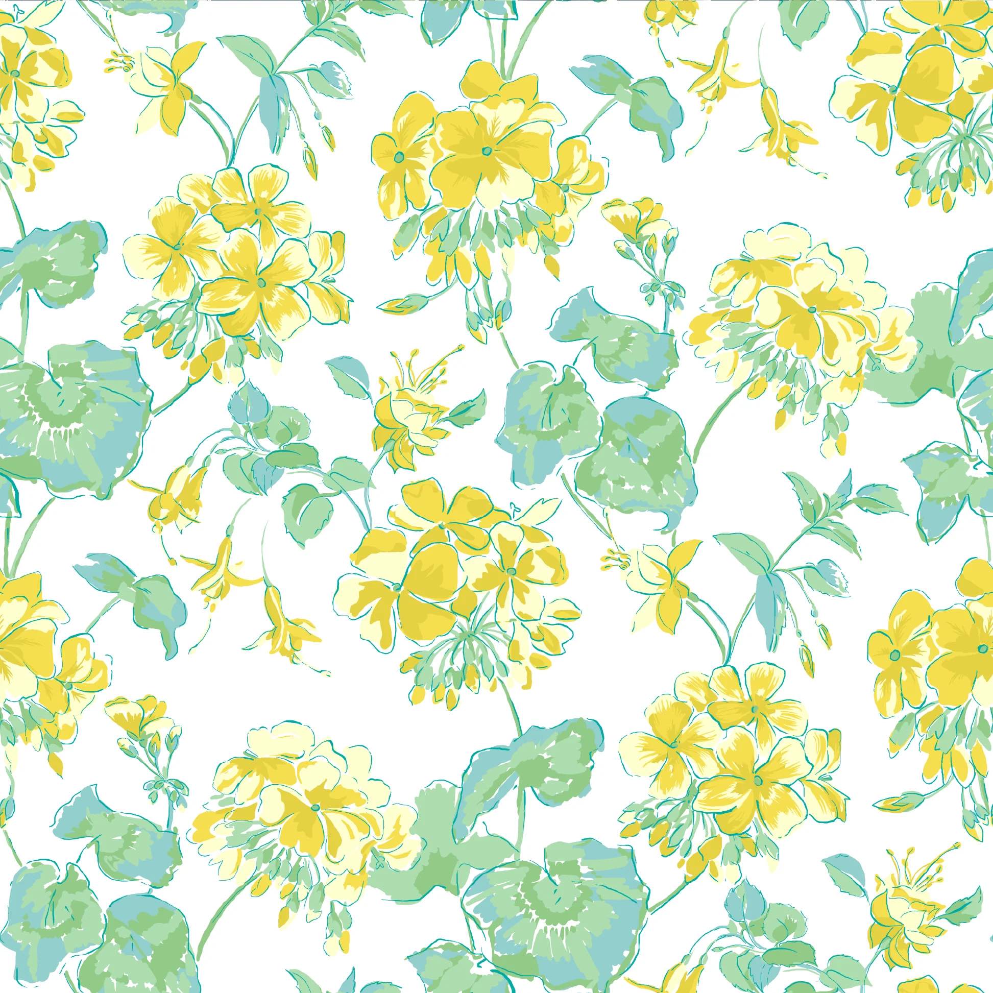 Cottage Grove Unpasted Geranium Wallpaper - Lemon Grove Yellow