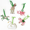 Hand-Painted Animal Christmas Ornaments, Set of 5