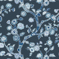 Temple Garden Unpasted Chinoiserie Wallpaper - Navy Blue