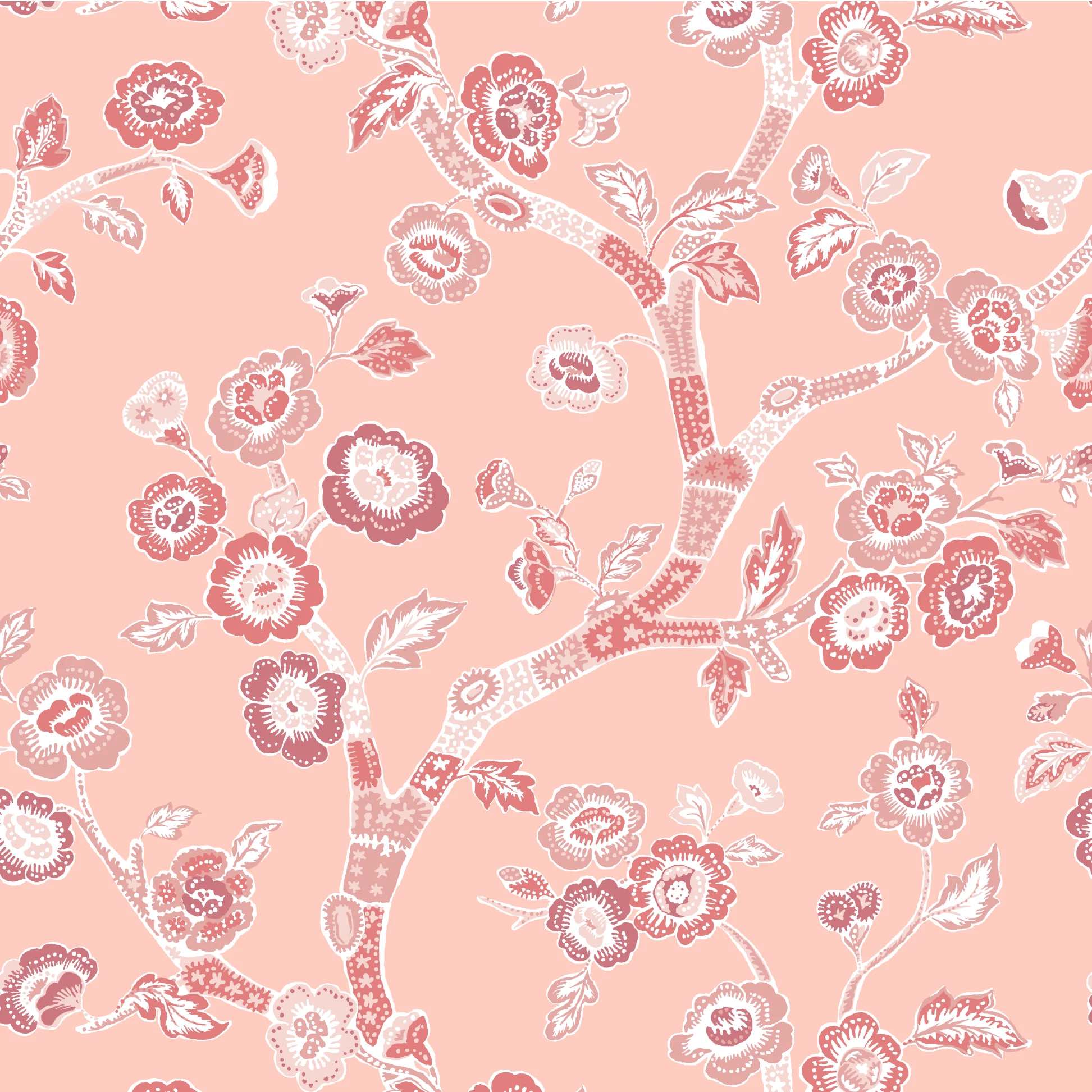 Temple Garden Unpasted Chinoiserie Wallpaper - Shell Pink