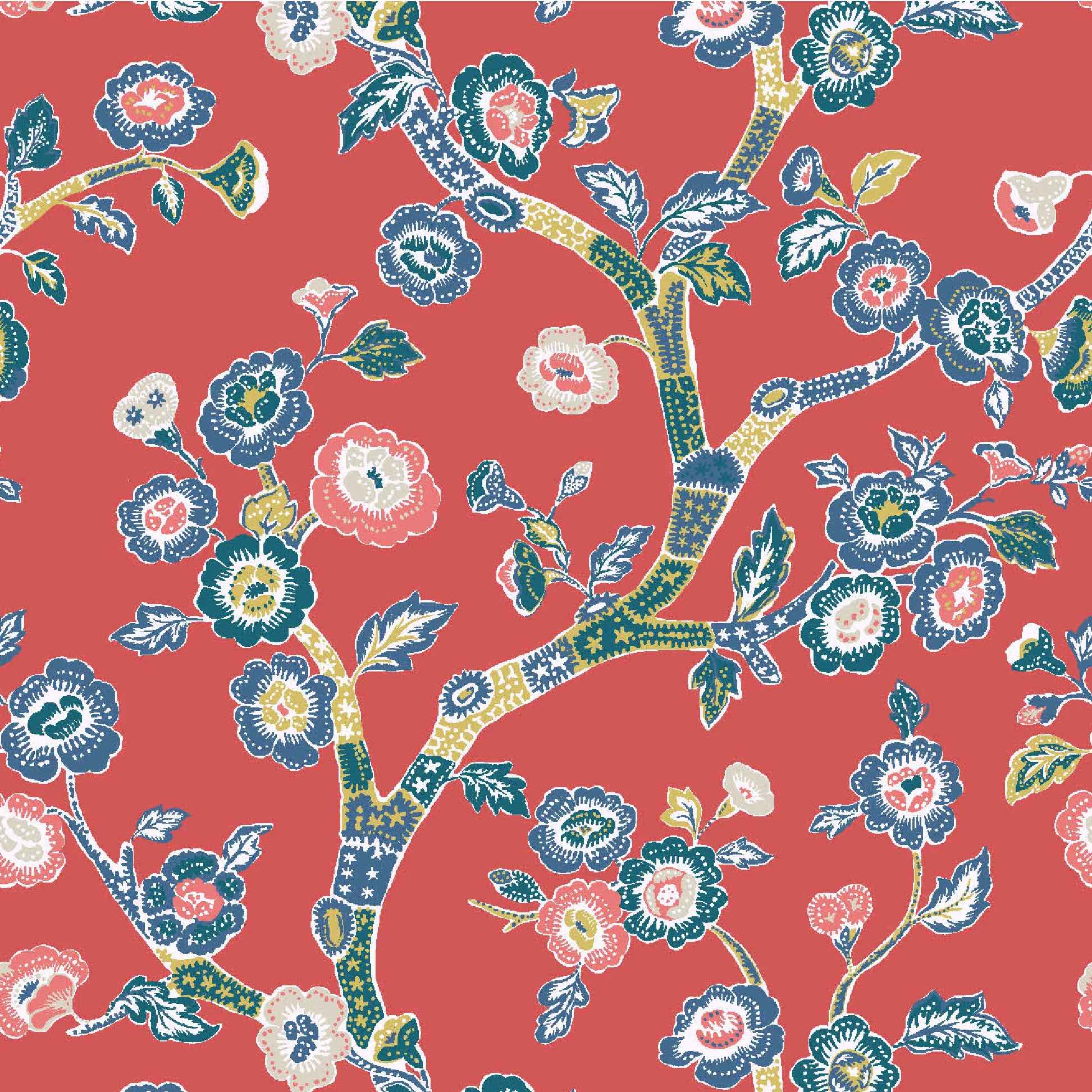 Temple Garden Unpasted Chinoiserie Wallpaper - Lacquer Red