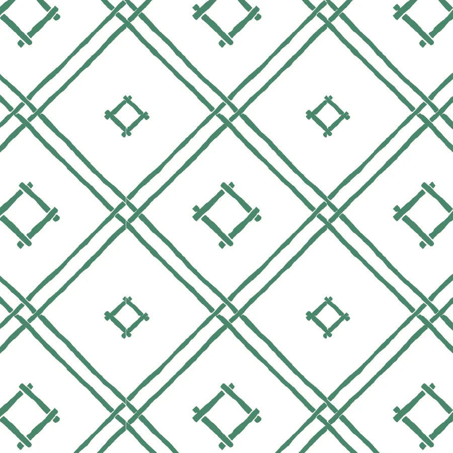 Island House Small Bamboo Trellis Unpasted Wallpaper - Forest Green
