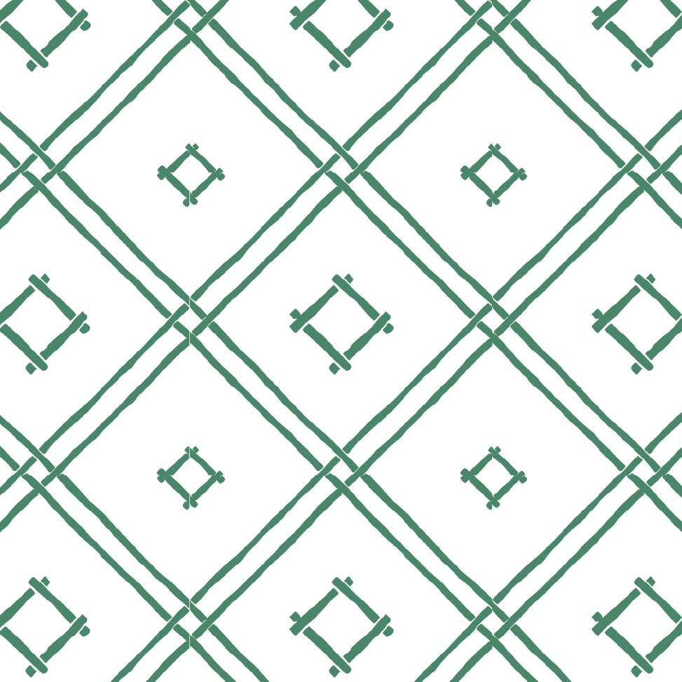 Island House Small Bamboo Trellis Fabric - Forest Green