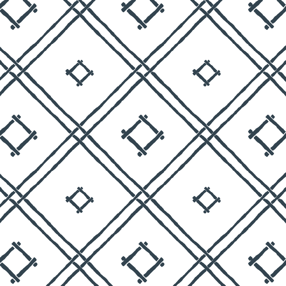 Island House Small Bamboo Trellis Fabric - Navy Blue