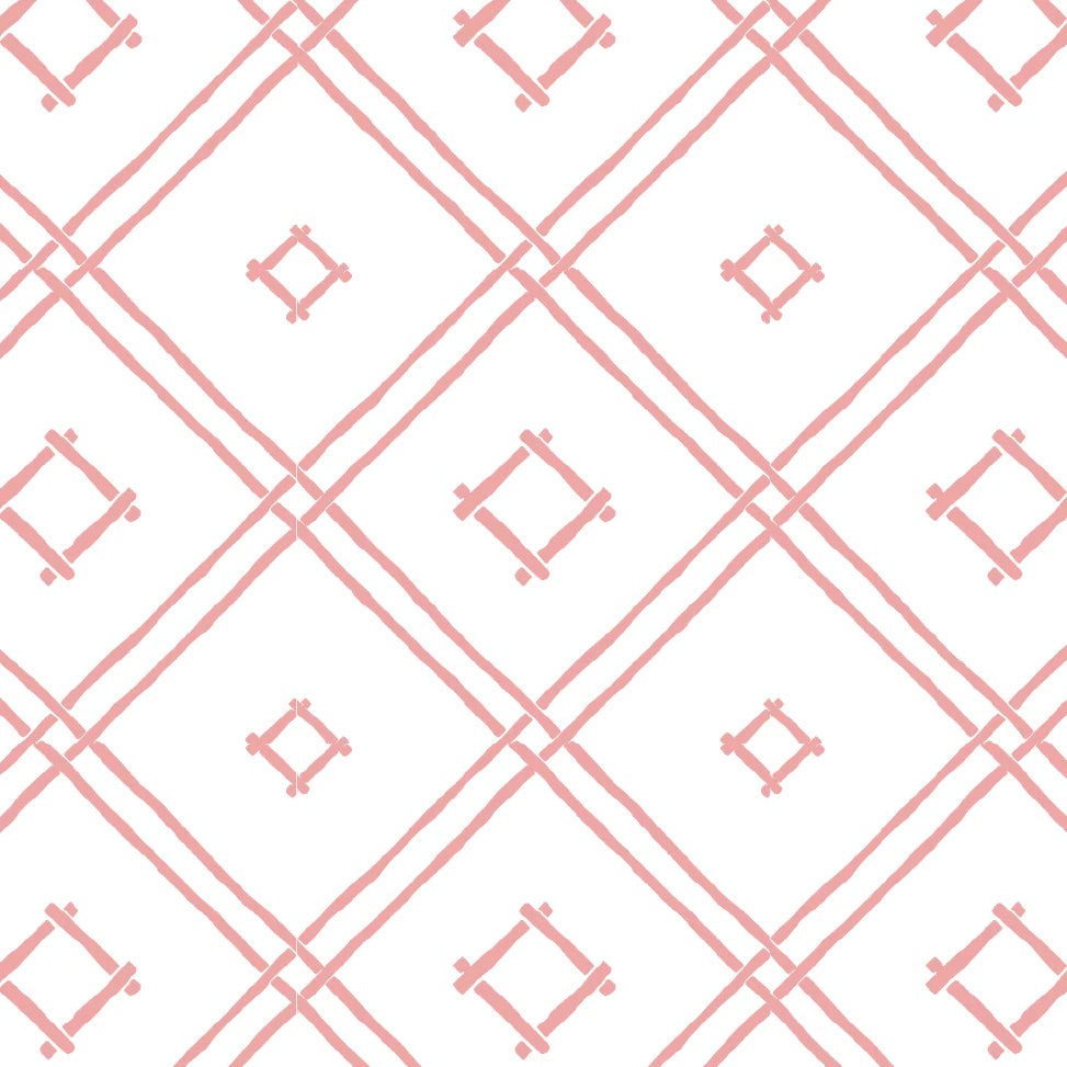 Island House Small Bamboo Trellis Unpasted Wallpaper - Southampton Pink