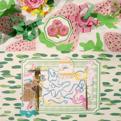 Gingham and Easter Bunny Spring Paper Placemats, Set of 12