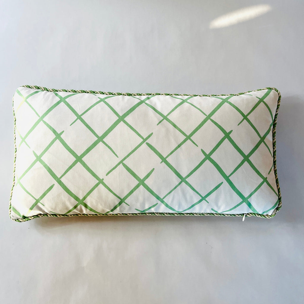 Bar Harbor Sky Blue/Bahama Court Reverse Barbados Green 12” x 24” Rectangle Pillow