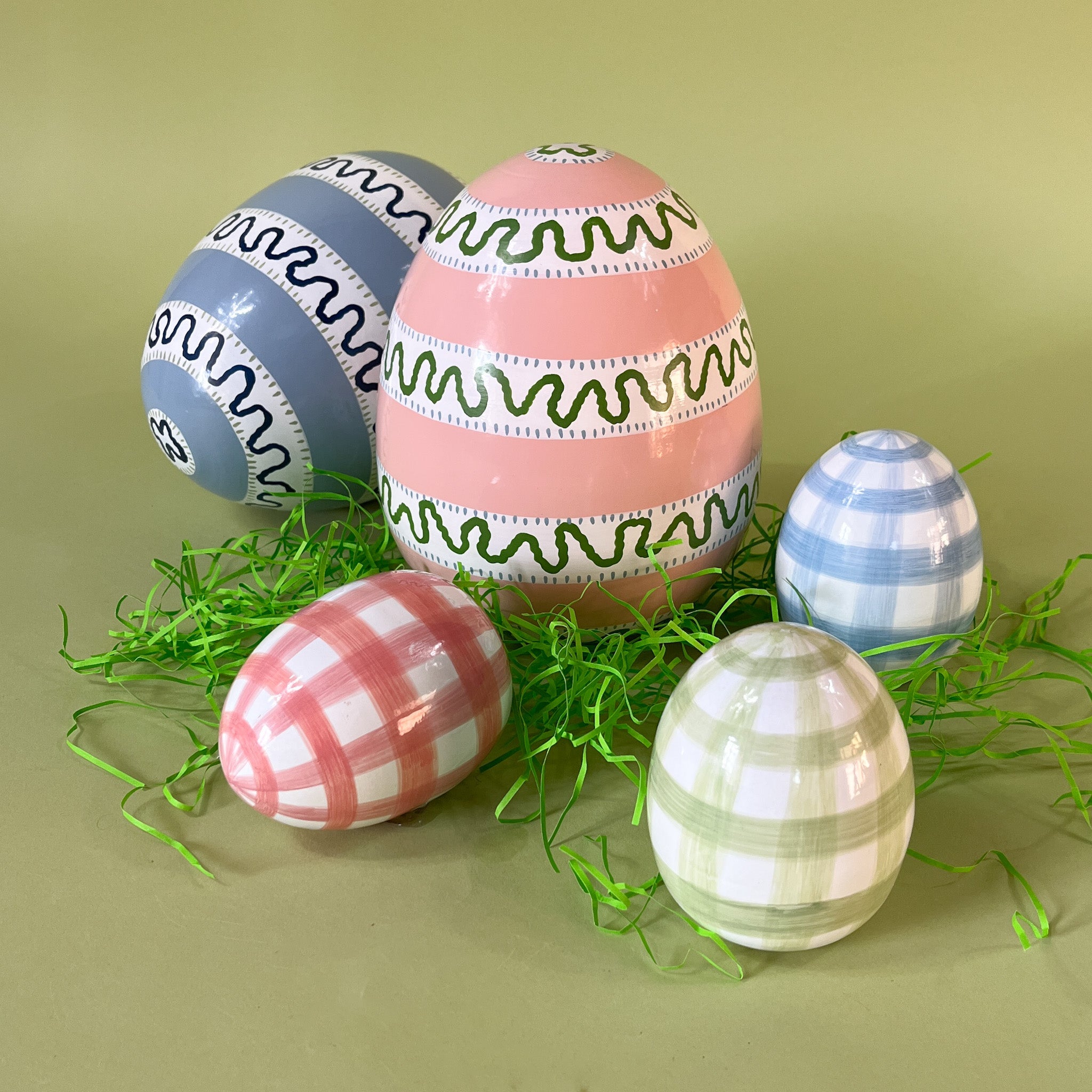 Harbor Trail 8" Tole Large Decorative Easter Eggs - Blue