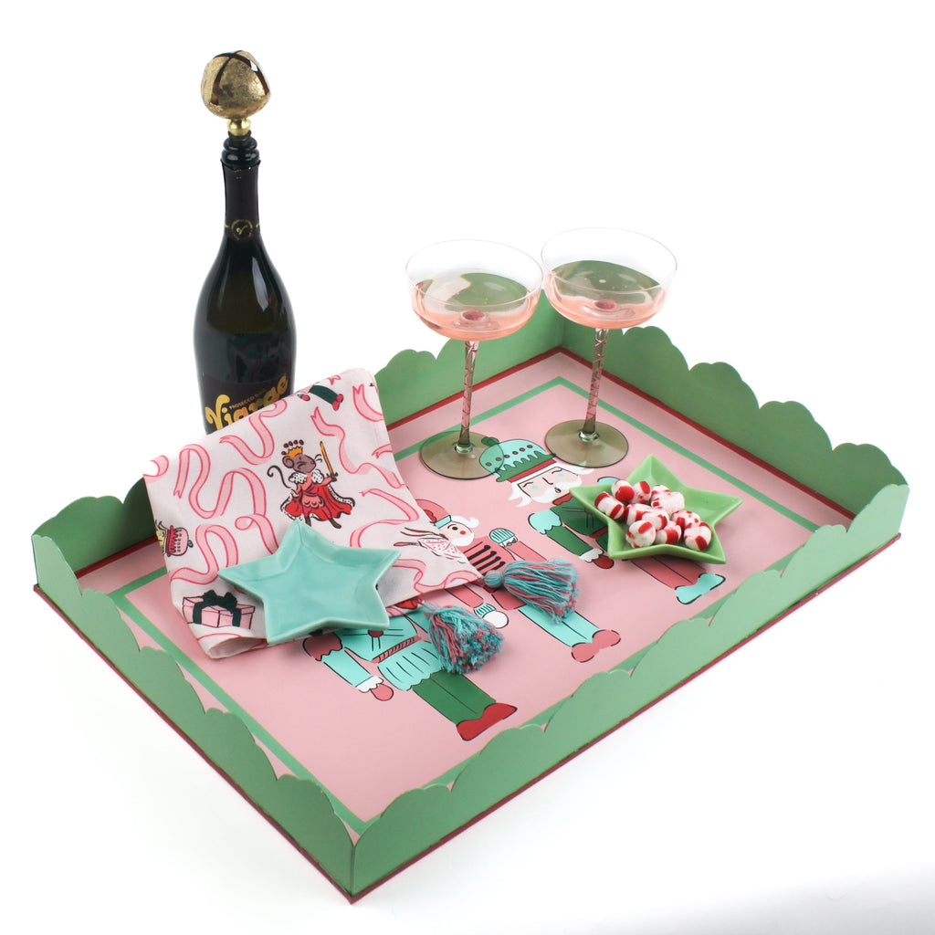 Hand-Painted Tole Metal Christmas Nutcracker Tray