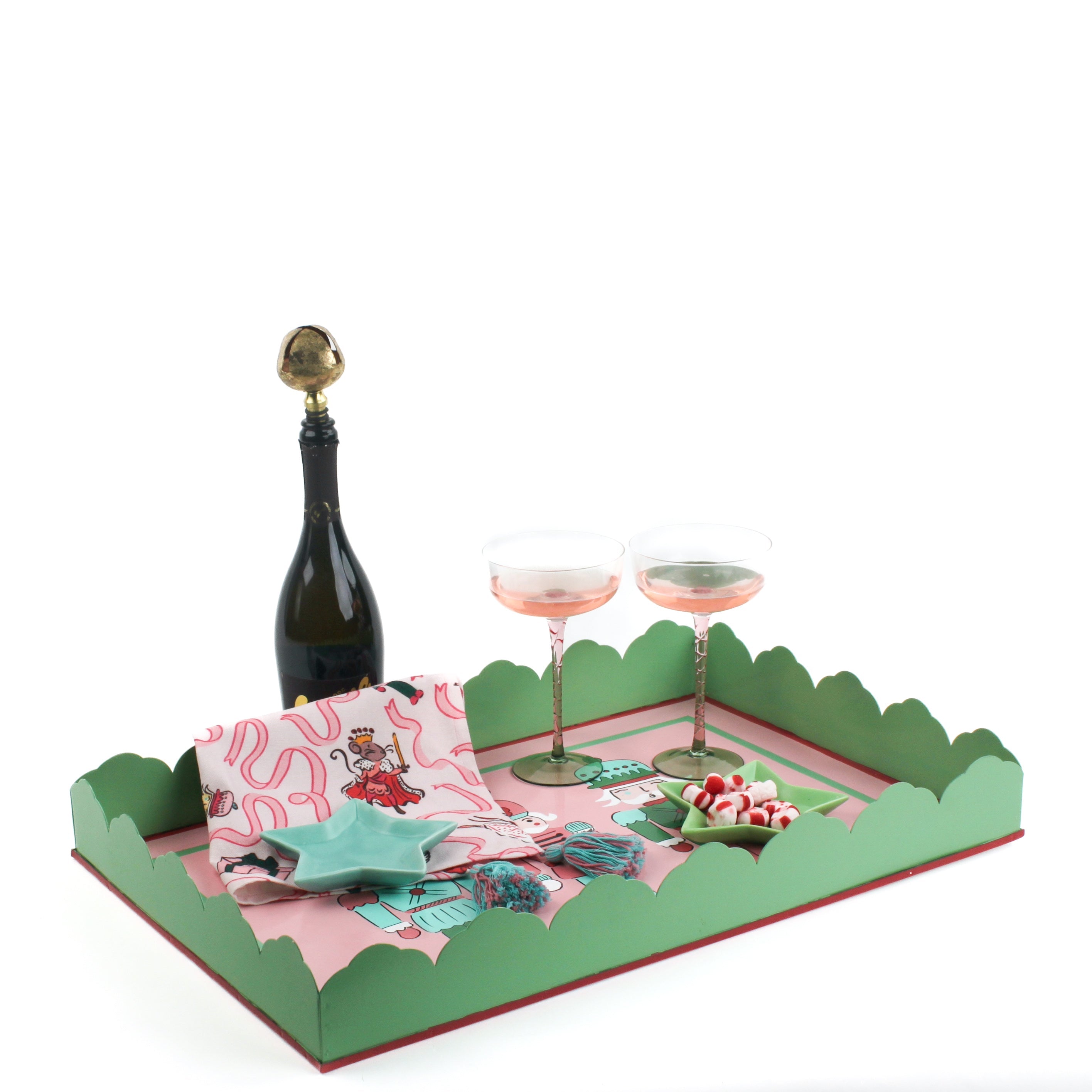 Hand-Painted Tole Metal Christmas Nutcracker Tray