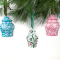 Tole Hand-Painted Ginger Jar Ornaments, Set of 3