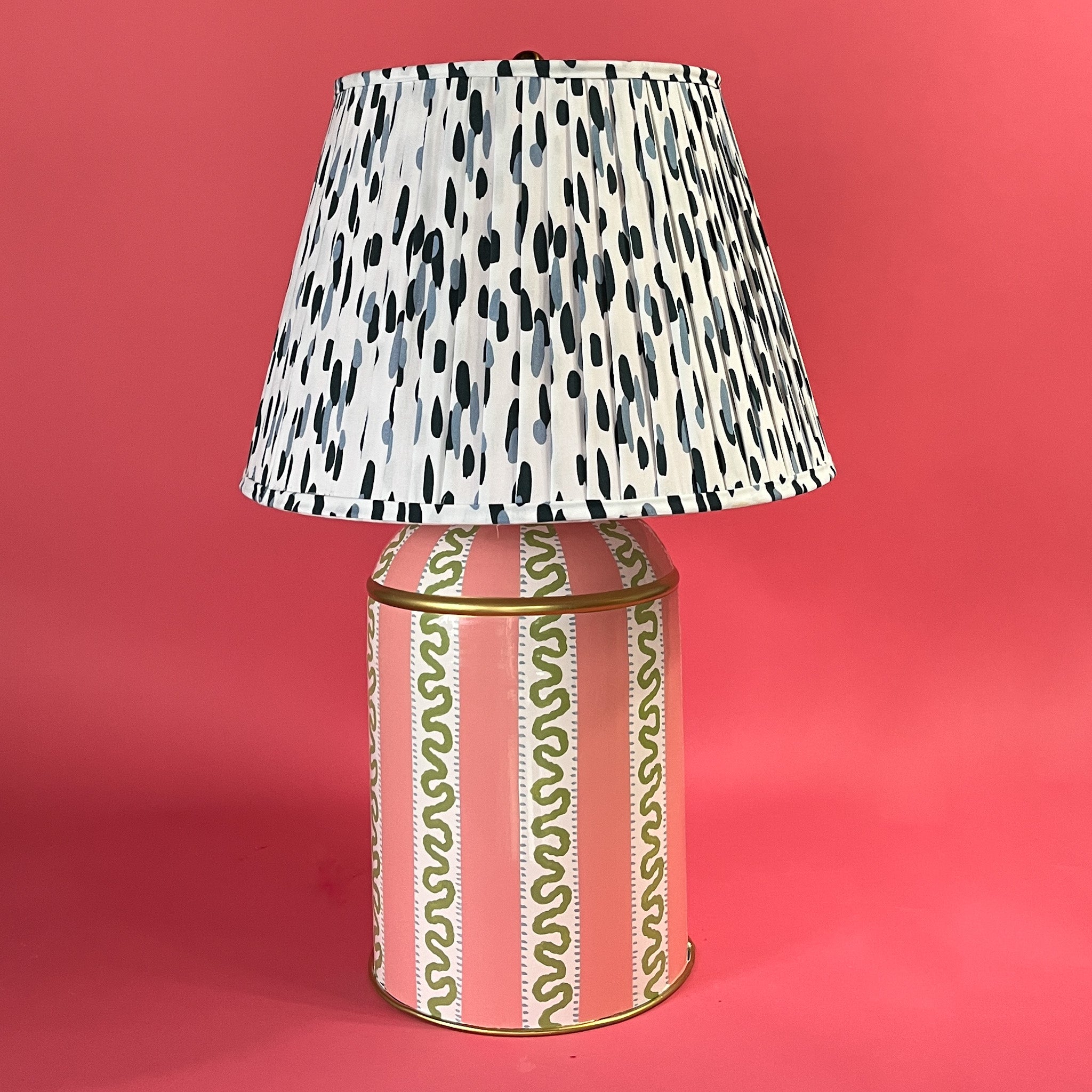 Harbor Trail Hand-Painted Pink and Green Lamp