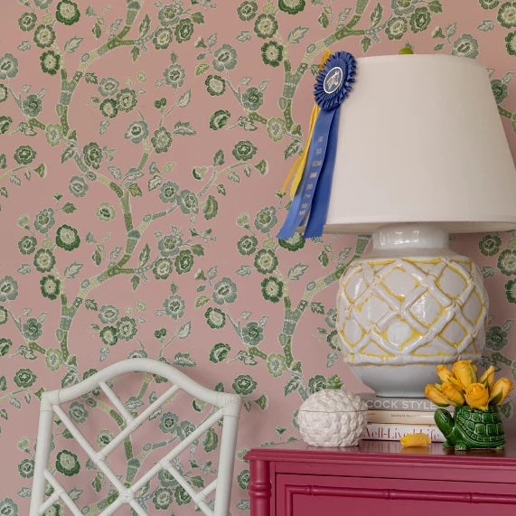 Temple Garden Unpasted Chinoiserie Wallpaper - Rose Pink