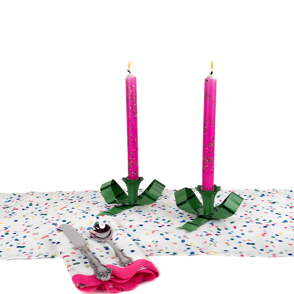 Pink Glitter Taper Candles, Set of 4
