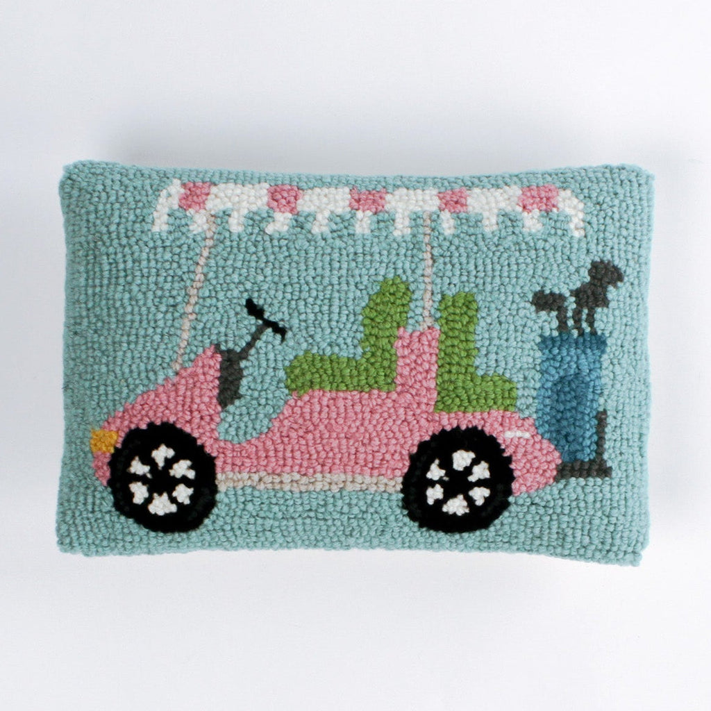 Pink Golf Cart Golf Pillow