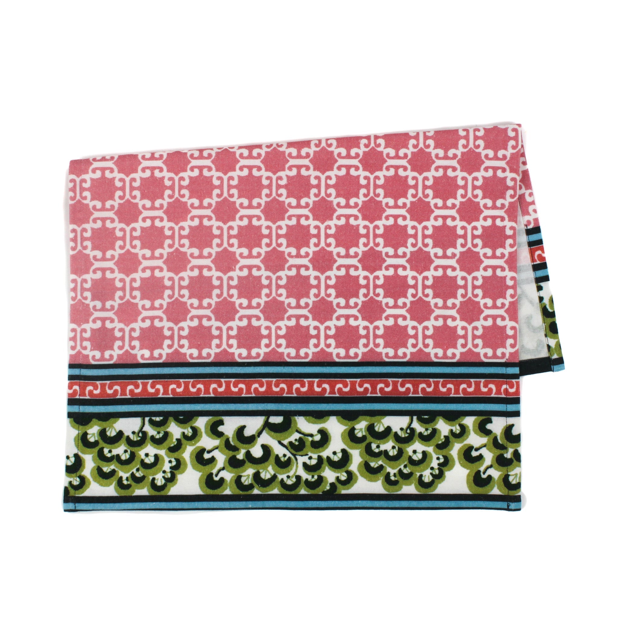 Pink Lattice Chinoiserie Tea Towel/Dish Towel/Guest Towel
