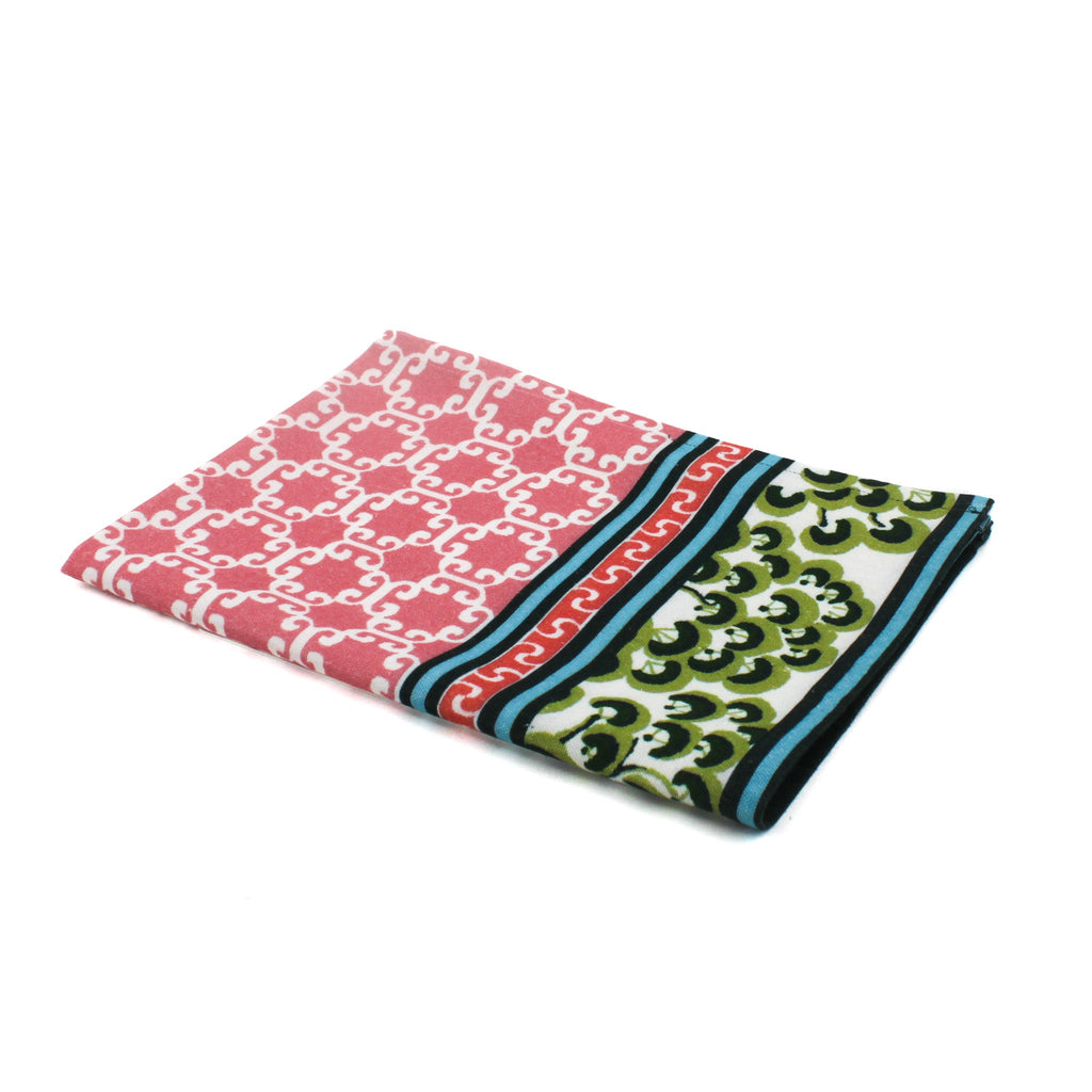 Pink Lattice Chinoiserie Tea Towel/Dish Towel/Guest Towel