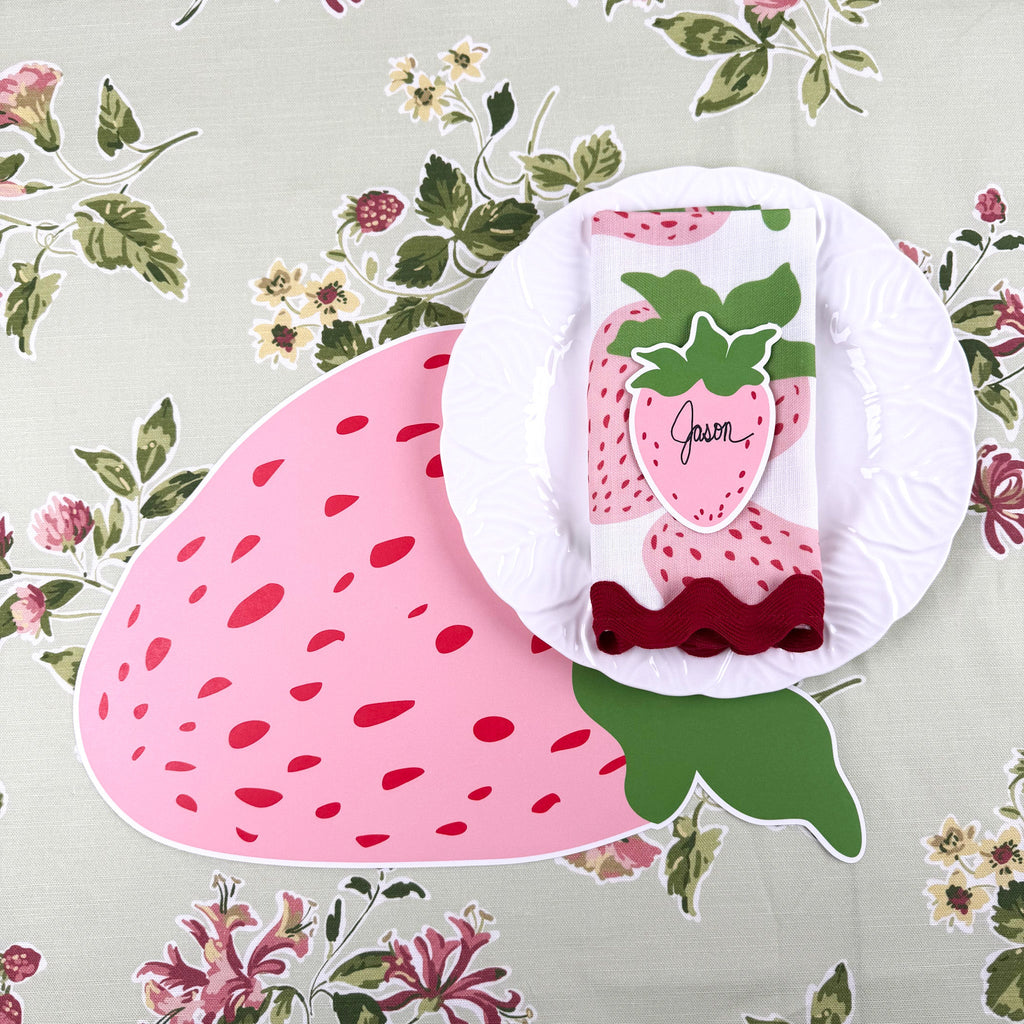 Die-Cut Pink Strawberry Paper Placemat, Set of 12