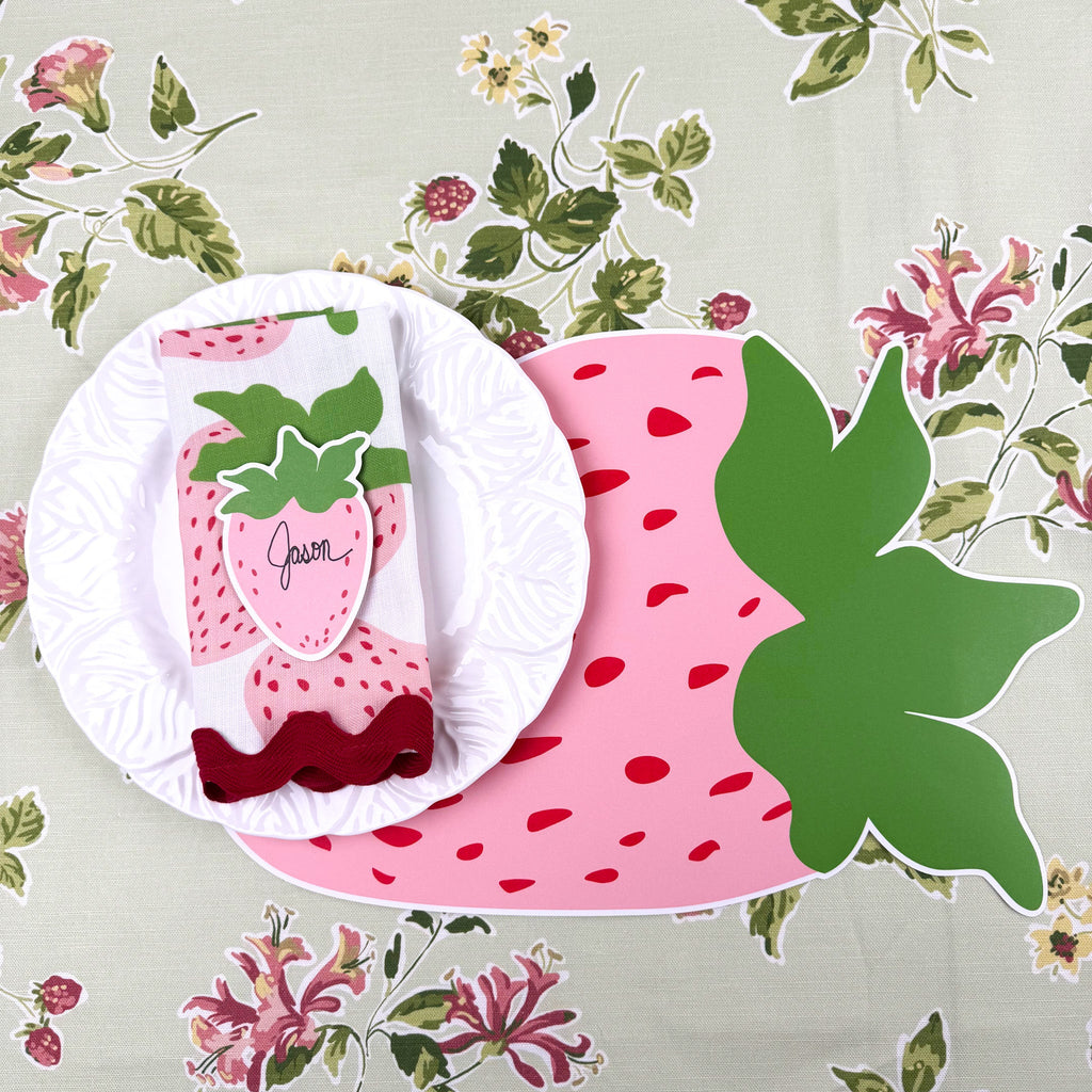 Die-Cut Pink Strawberry Paper Placemat, Set of 12