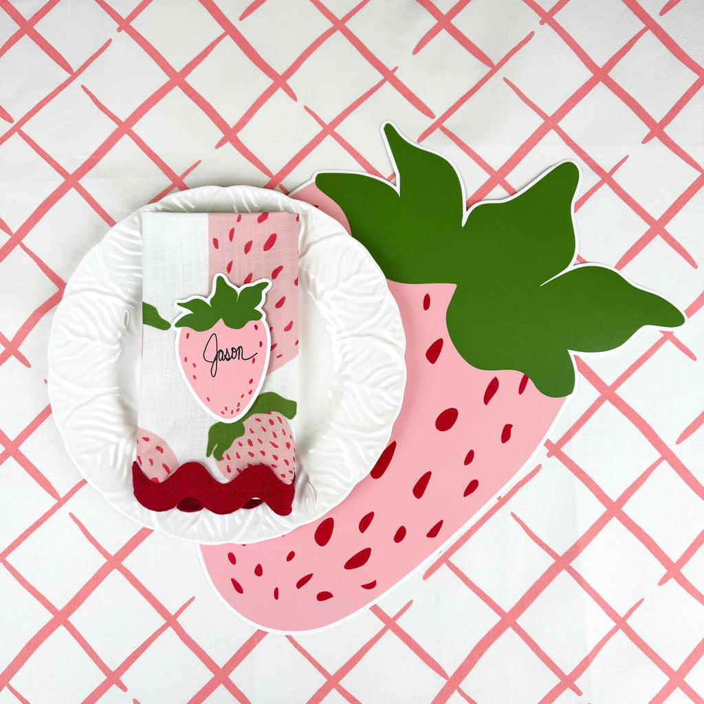 Die-Cut Pink Strawberry Paper Placemat, Set of 12