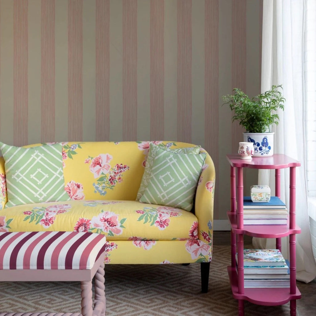 Georgica Unpasted Stripe Wallpaper - Rose Pink