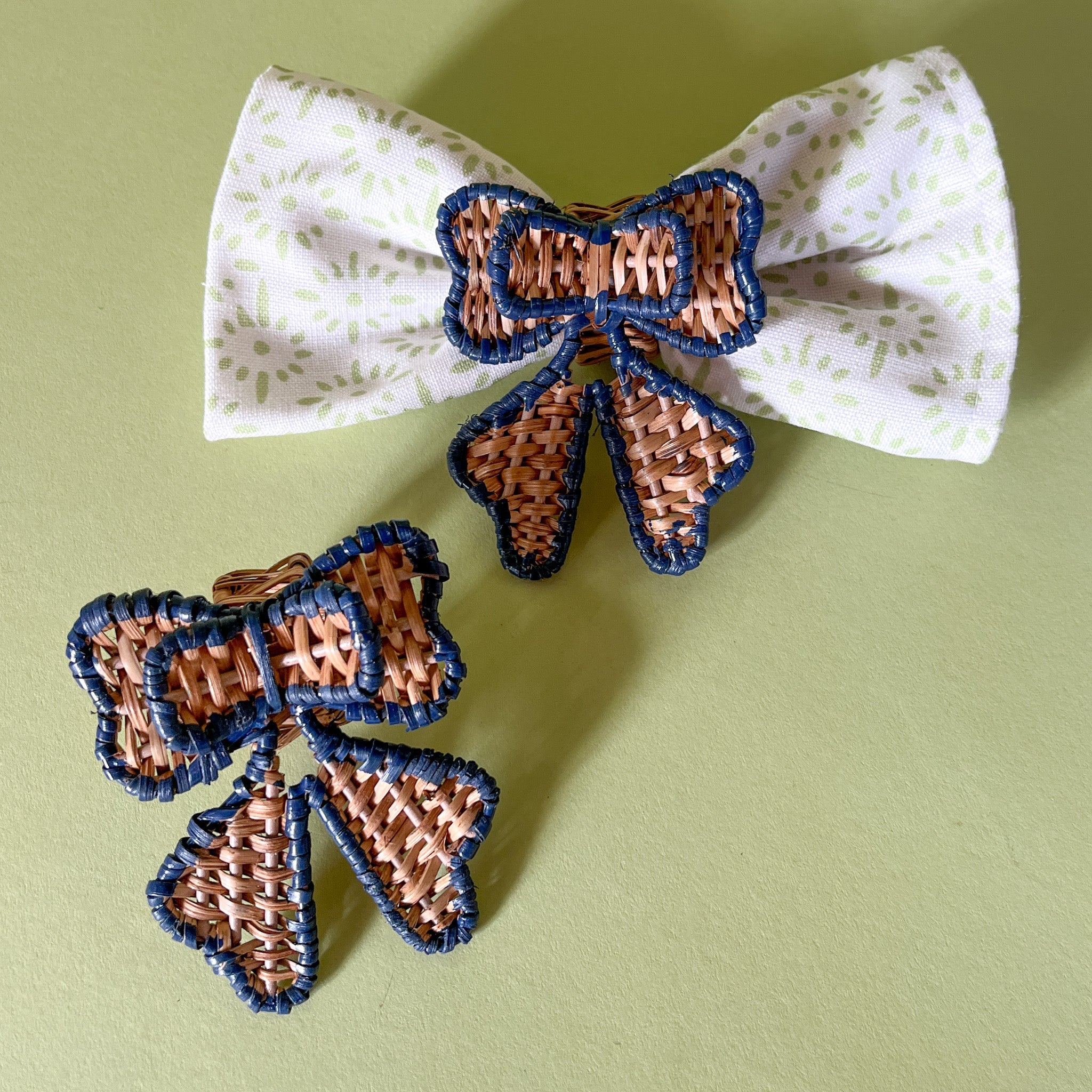 Rattan Bow Napkin Ring, Set of 4 - Blue