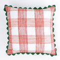Gin Lane Red Gingham Square Pillow with Ric Rac
