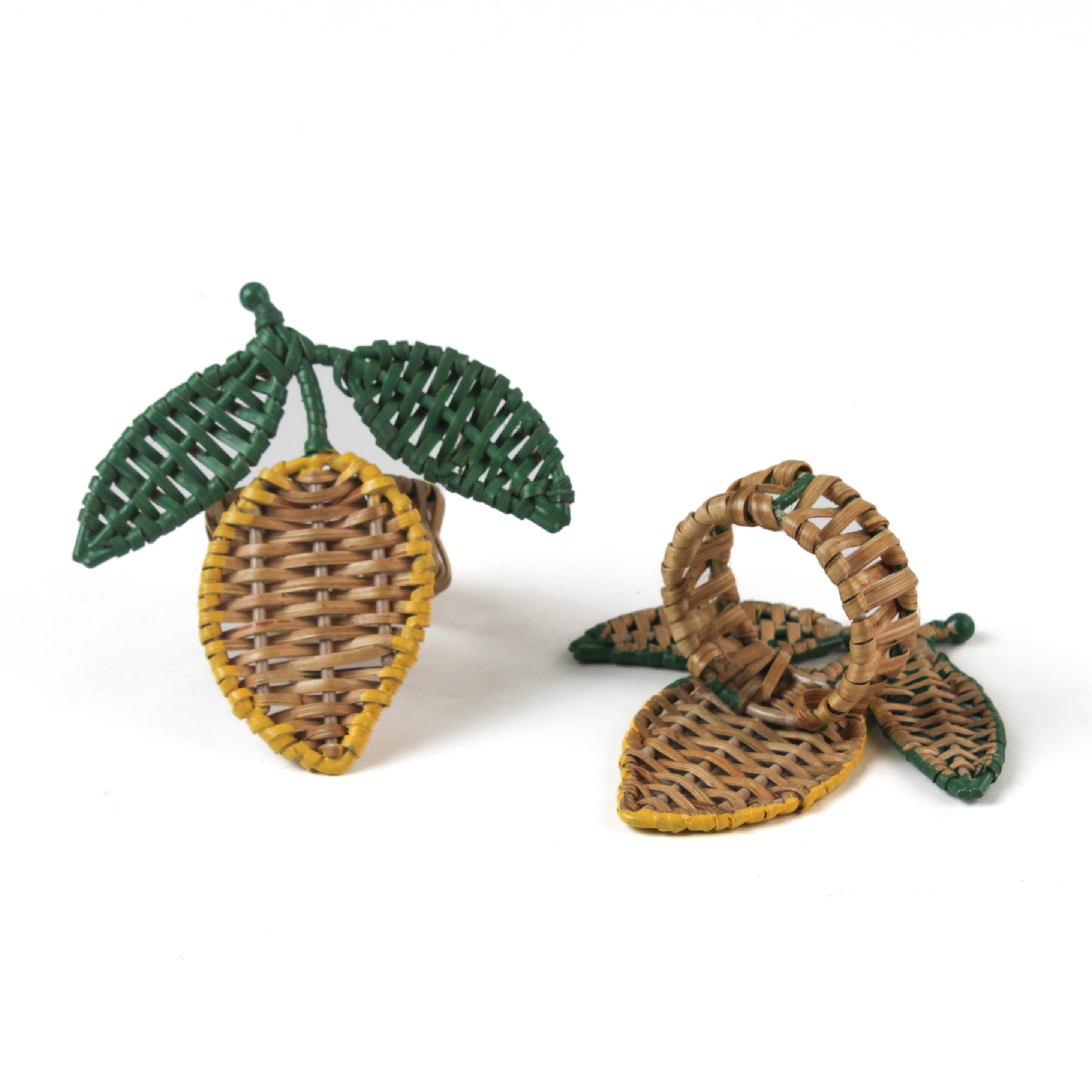 Rattan Lemon Napkin Rings, Set of 4