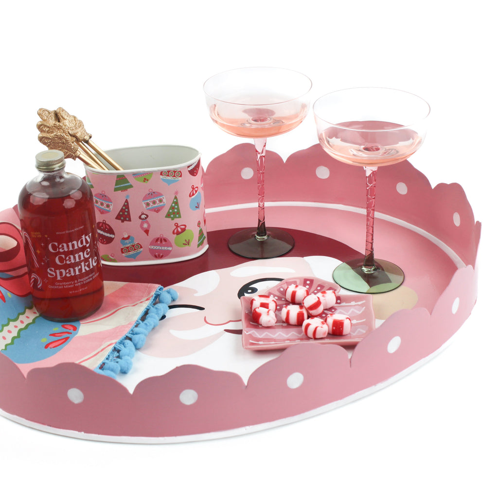 Hand-Painted Tole Metal Christmas Santa Tray