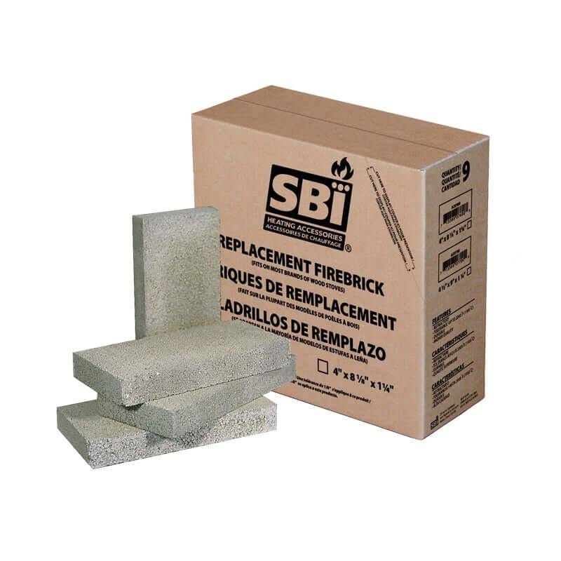 SBI 4" x 8" x 1 1/4" Refractory Bricks 9 Pack