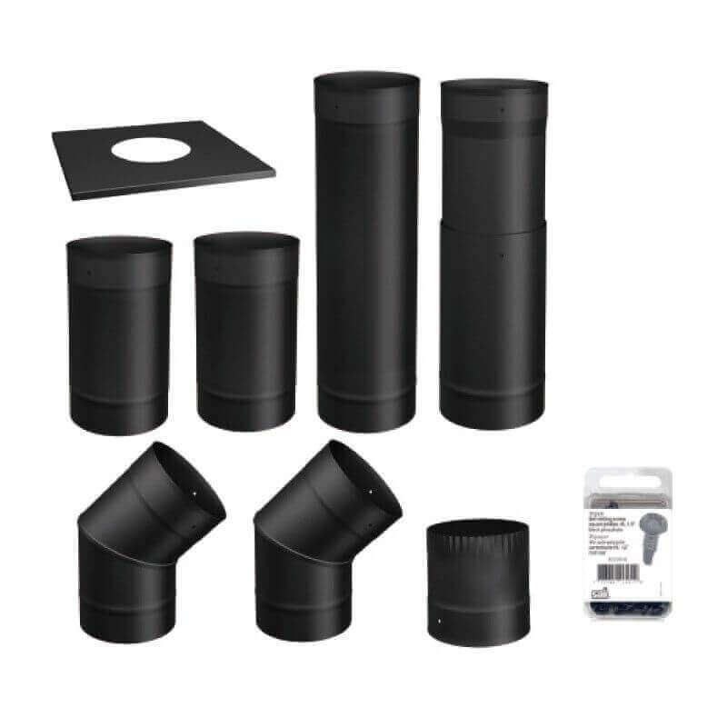 SBI 6" To The Wall Single Wall Pipe Kit - Black