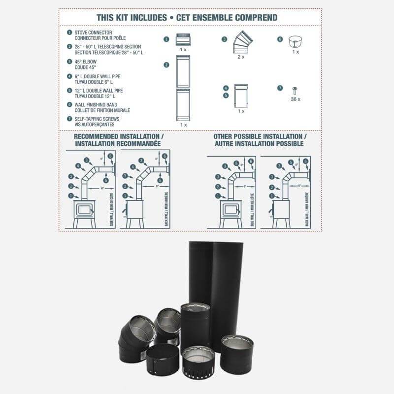 SBI 6" To The Wall Double Wall Pipe Kit