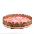 Scalloped Rattan Dog Bed - Pink