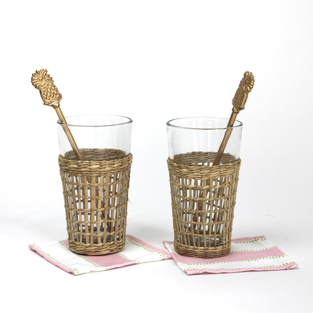 Seagrass Wrapped Glasses, Set of 4
