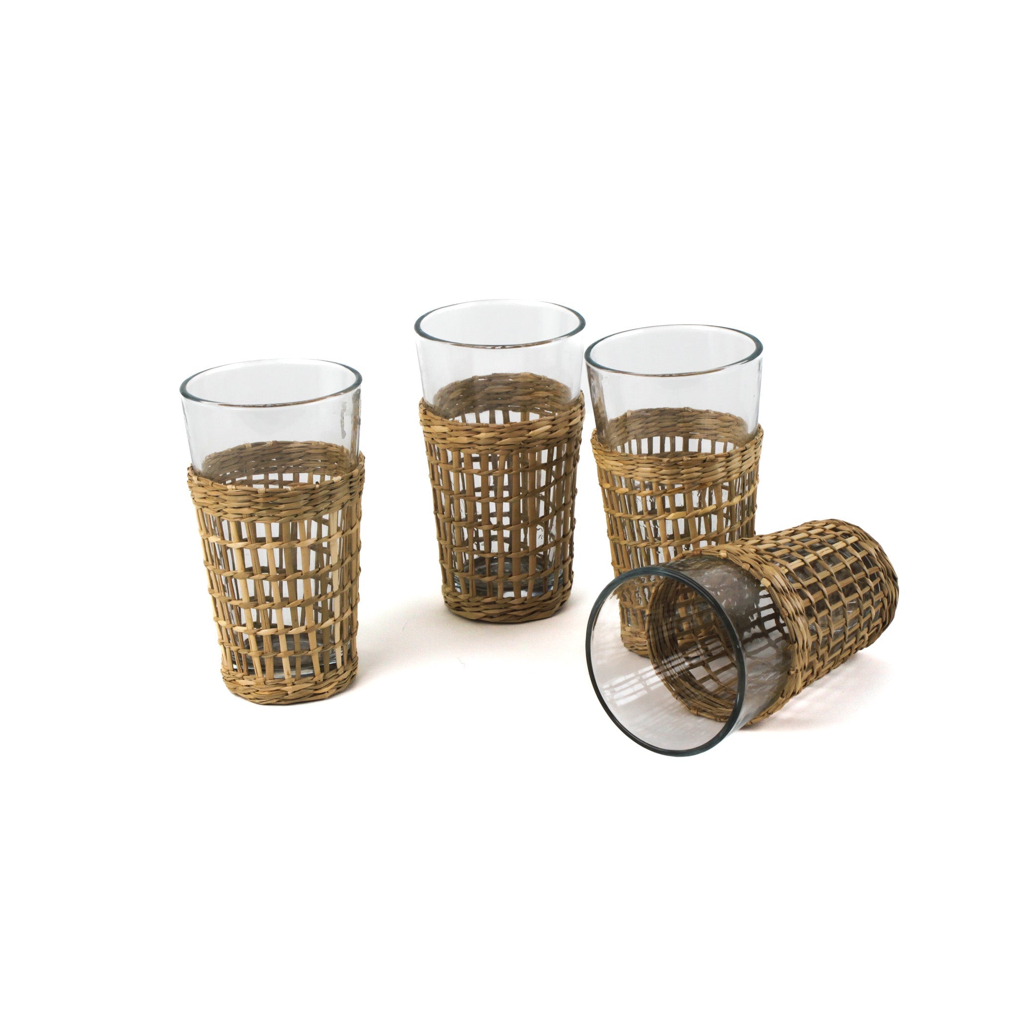 Seagrass Wrapped Glasses, Set of 4