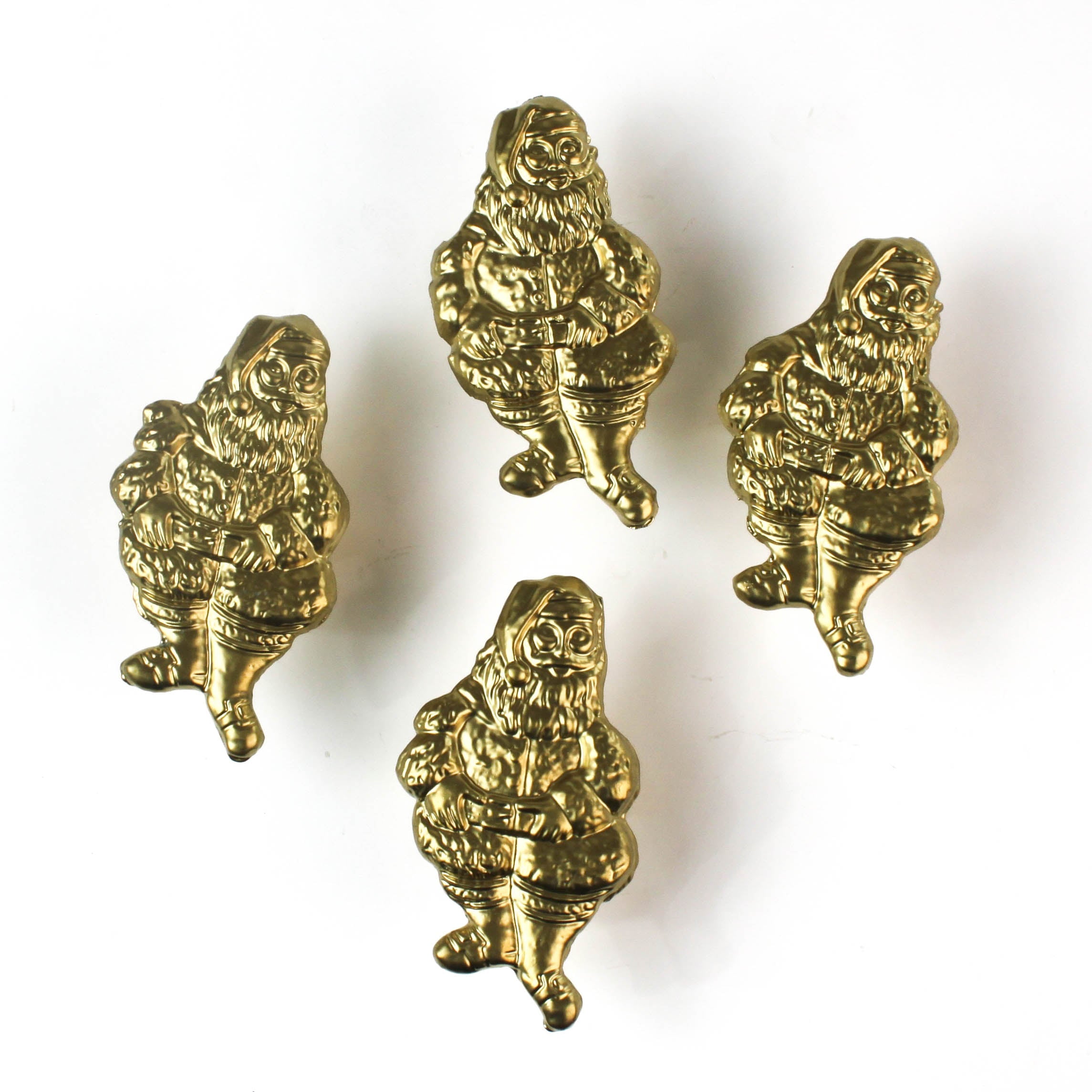 Gilt Metal Santa Christmas Napkin Rings, Set of 4