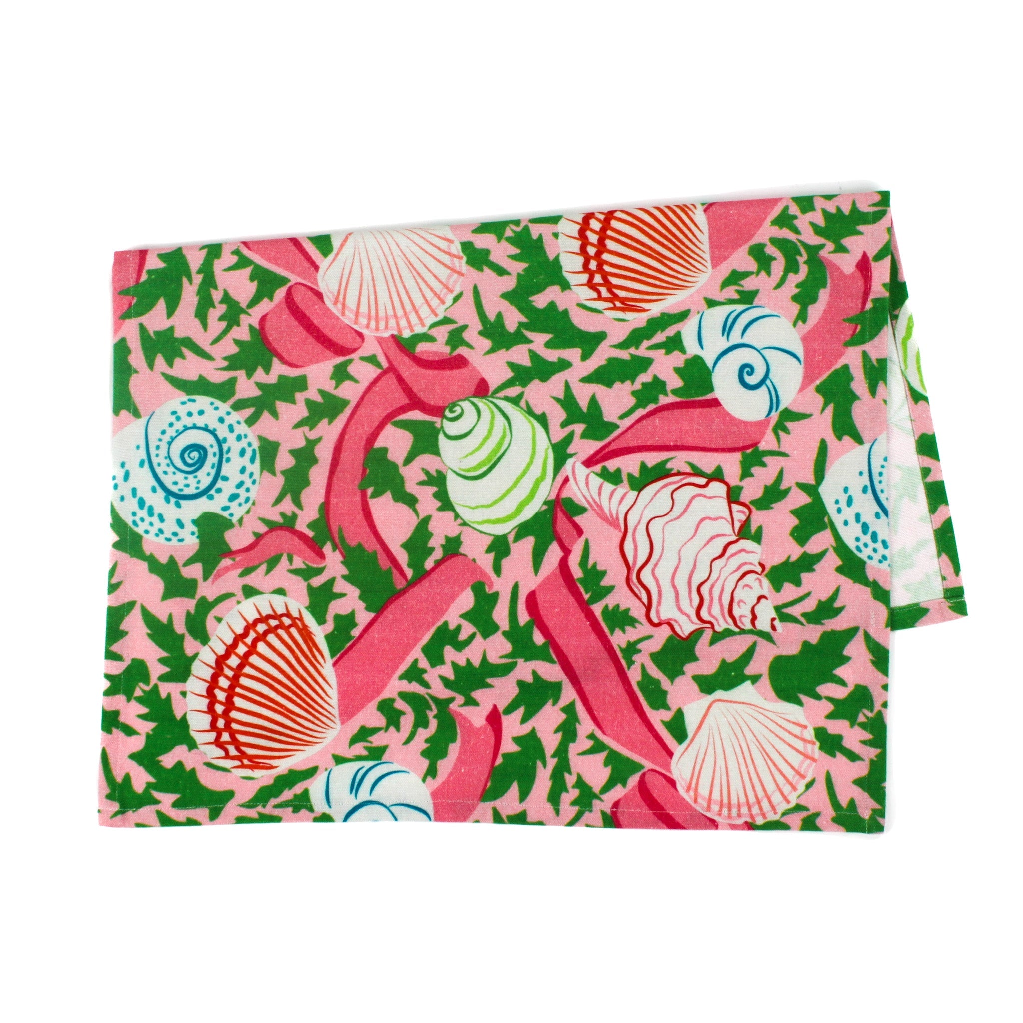 Shell Seekers Pink Tea Towel/Dish Towel/Guest Towel