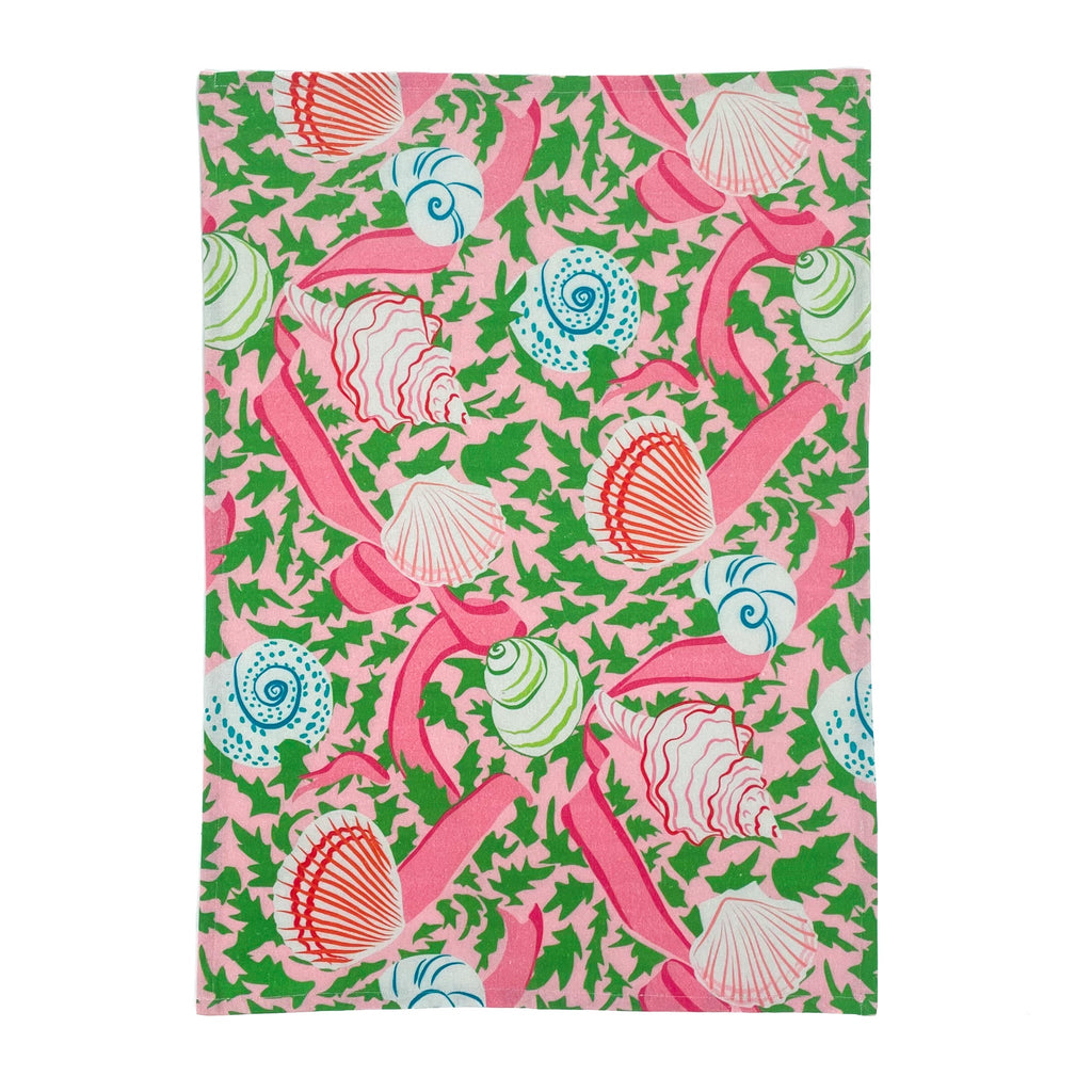 Shell Seekers Pink Tea Towel/Dish Towel/Guest Towel