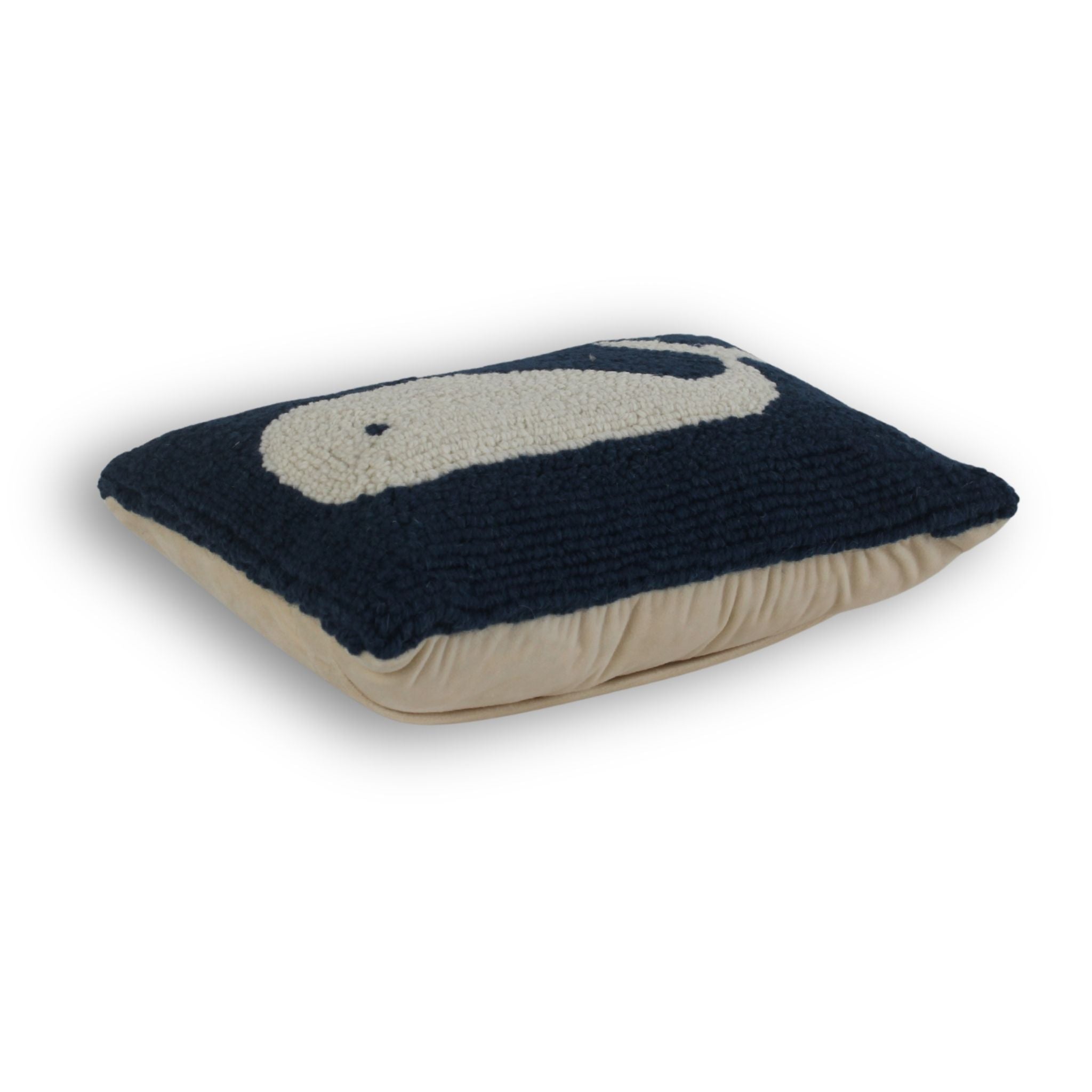 Hooked Wool Whale Pillow