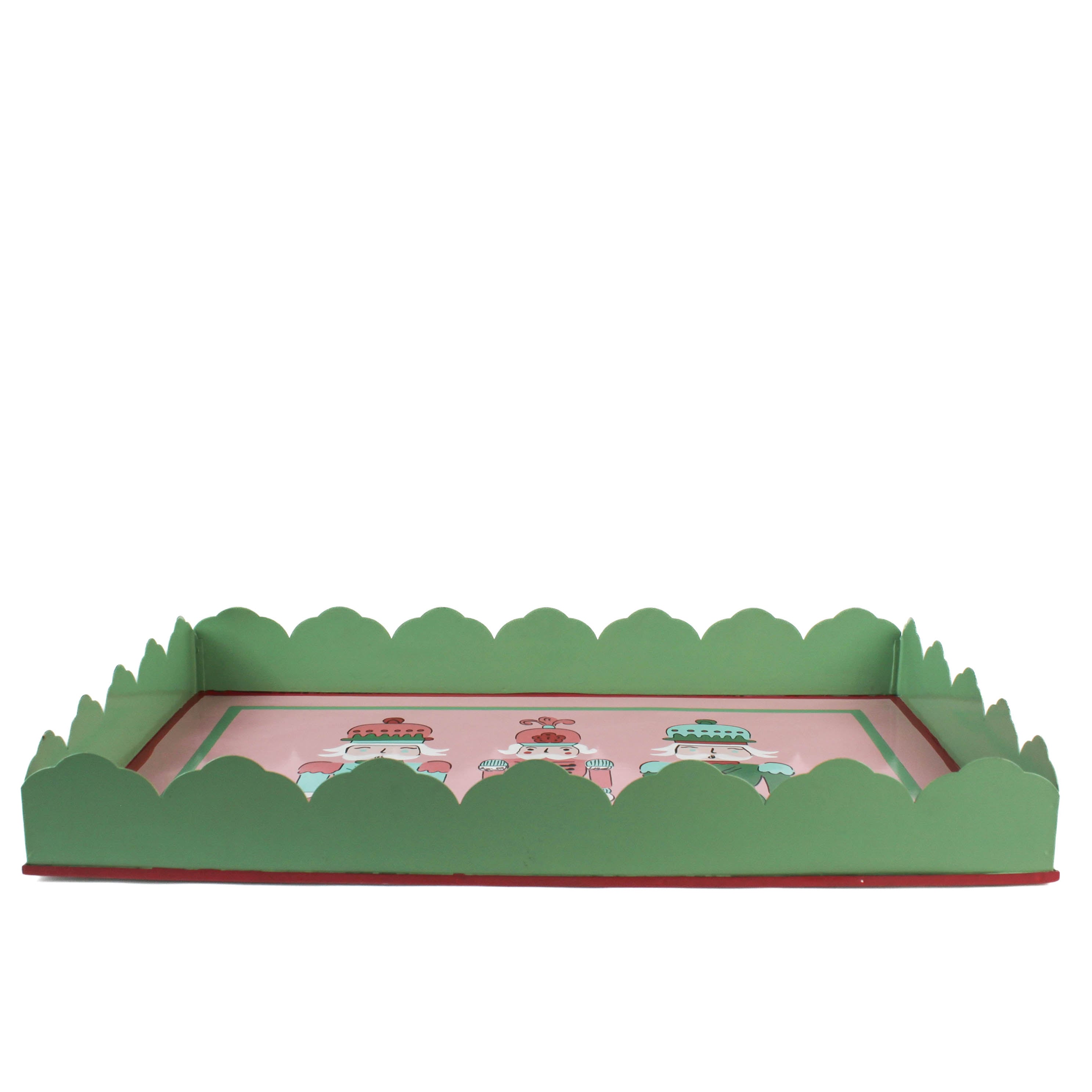Hand-Painted Tole Metal Christmas Nutcracker Tray
