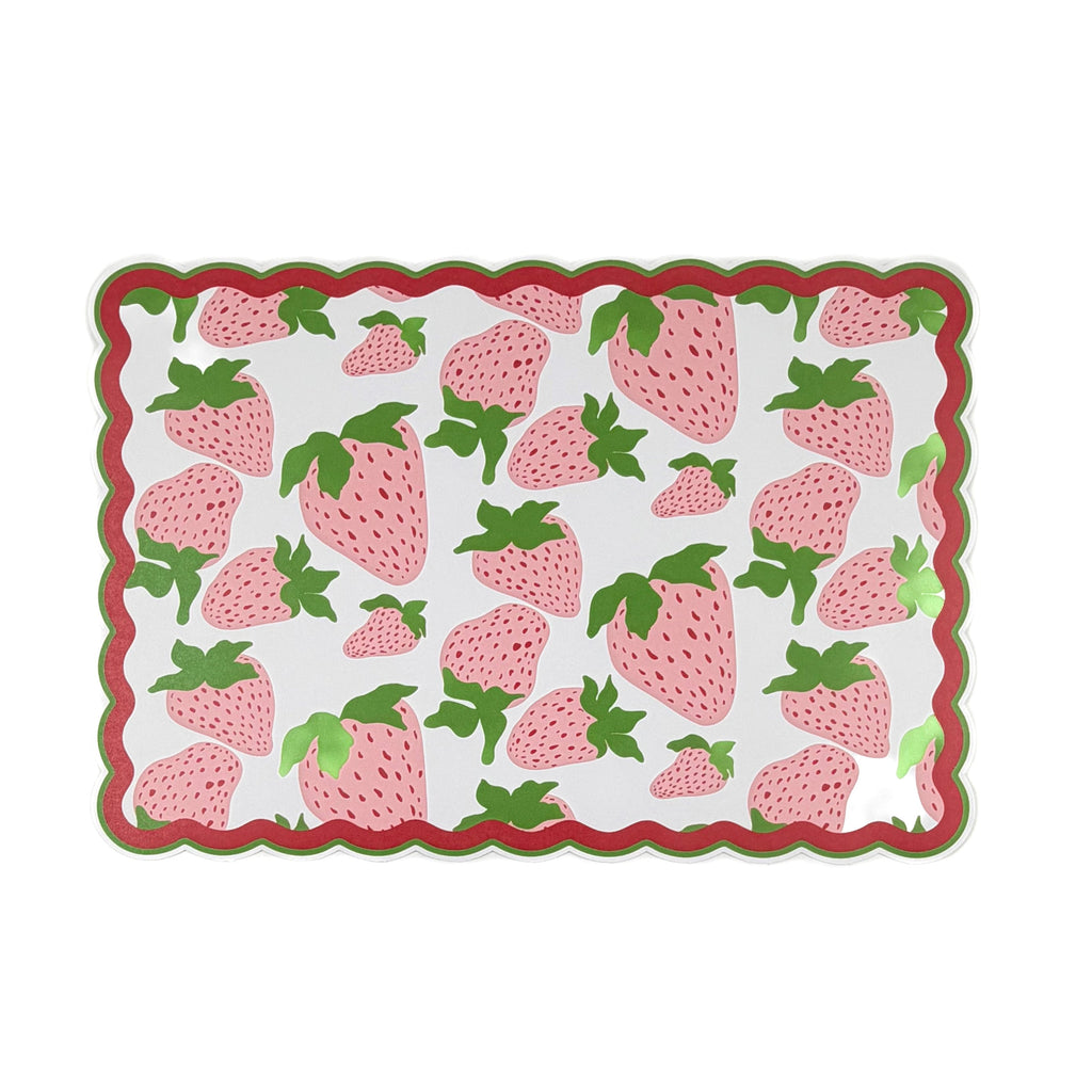 Pink Strawberries Paper Placemat, Set of 12