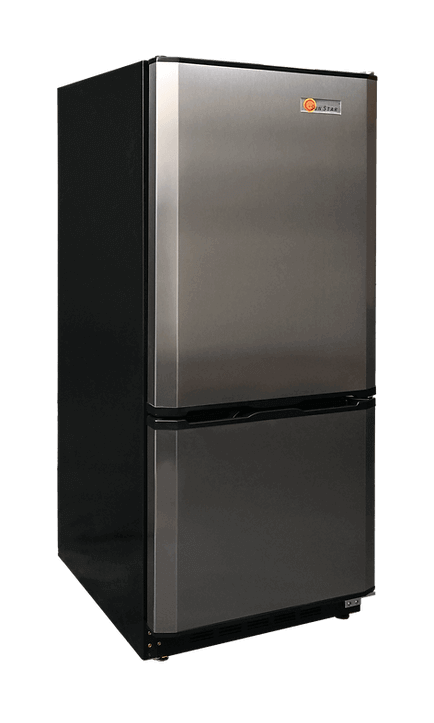 SunStar 10CU Solar DC/AC Refrigerator - Black And Stainless Steel
