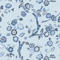 Temple Garden Chinoiserie Fabric - Sky Blue