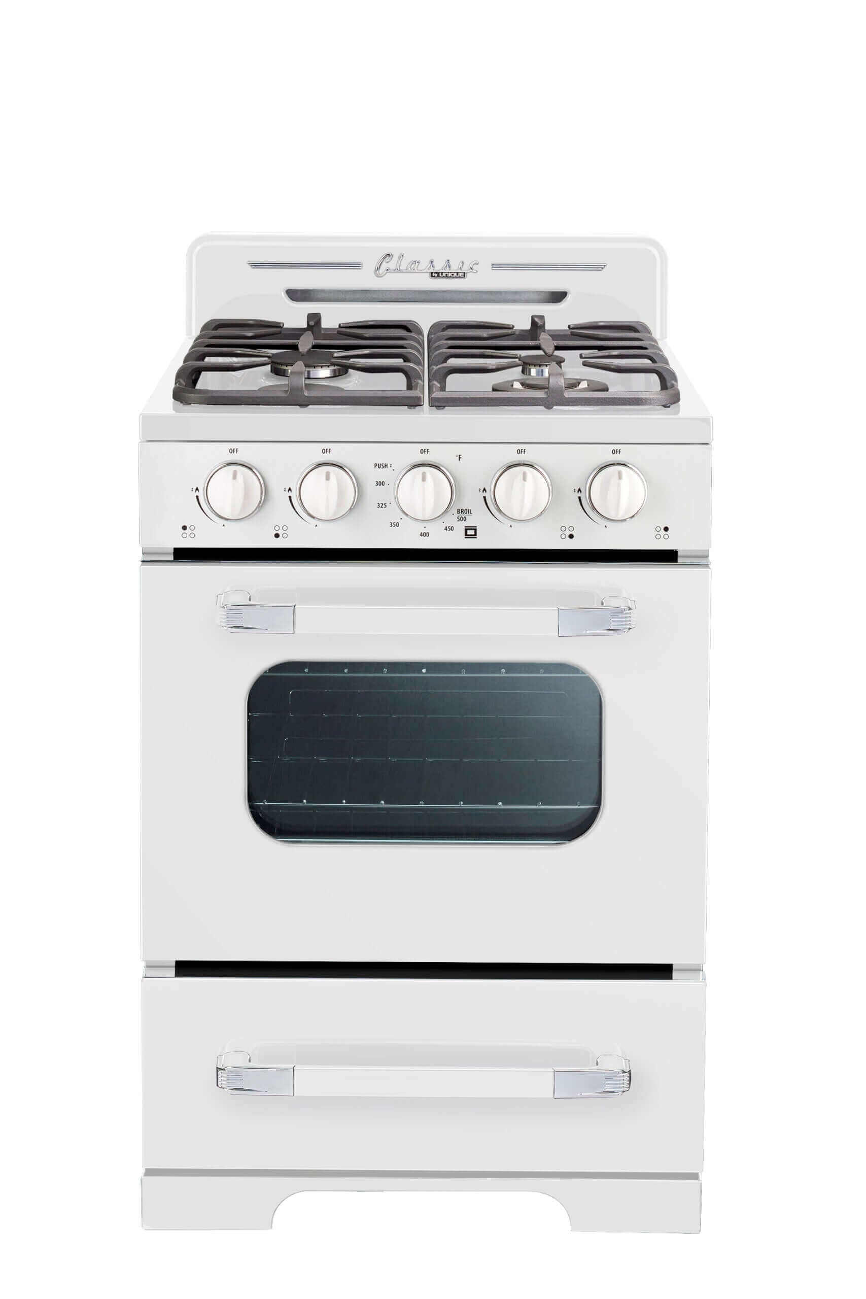 Unique 24" Classic Retro Propane Range (Battery Ignition) - White